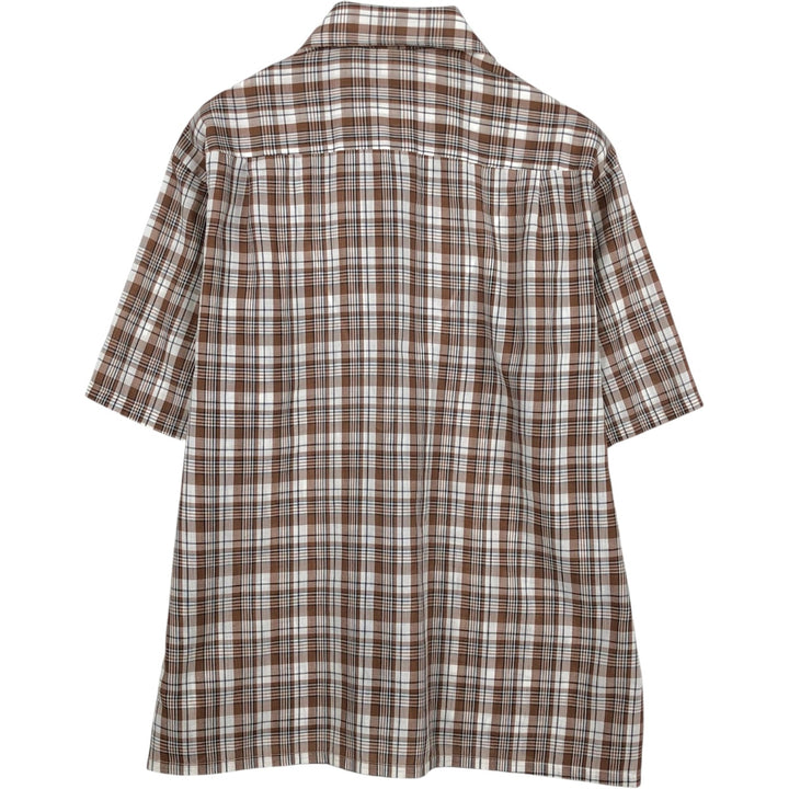 70s-80'S JCPenney Short-Sleeve Check Shirt, Boxy Shirt, Men's Size L (approx.), Vintage unclear white type Vintage Second Hand