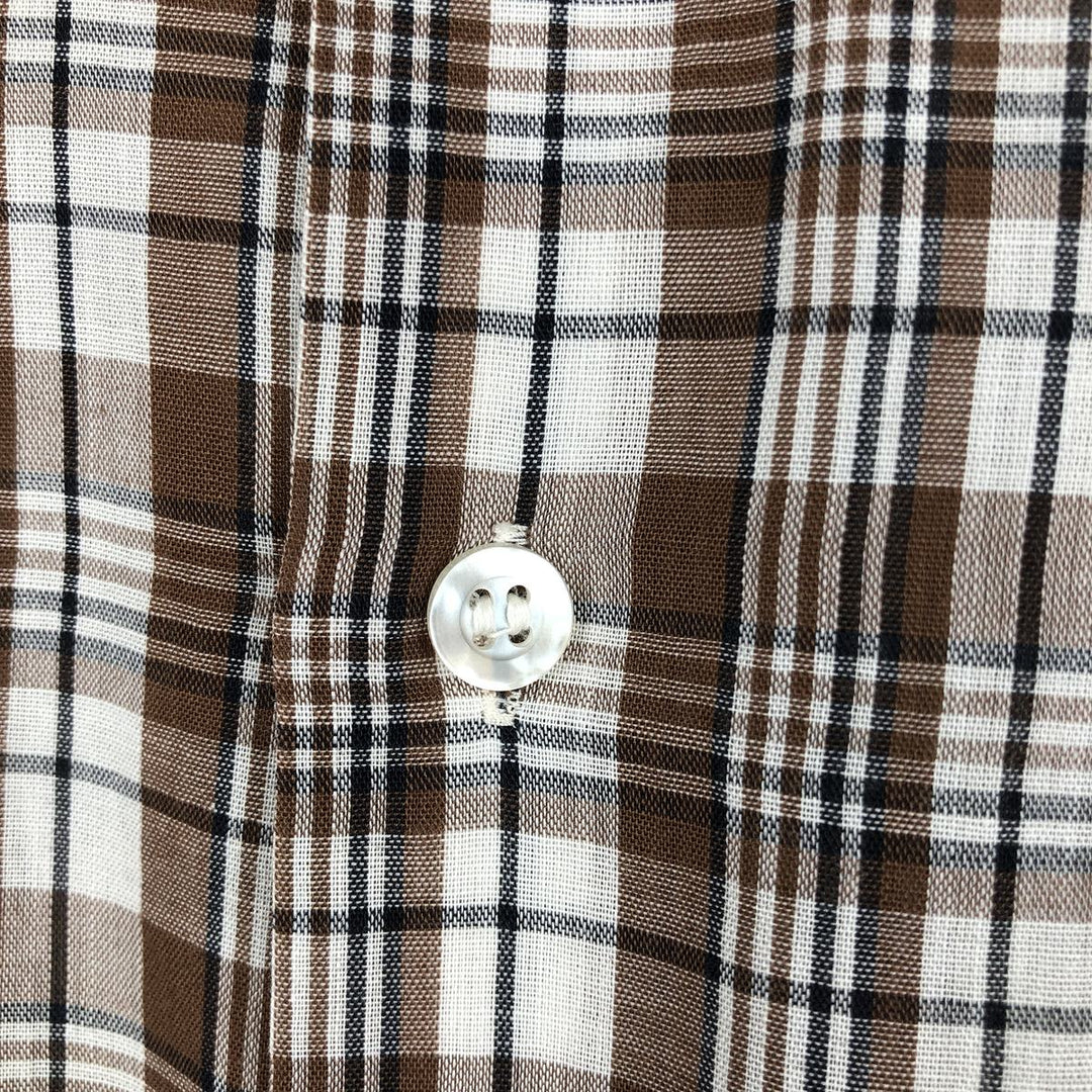 70s-80'S JCPenney Short-Sleeve Check Shirt, Boxy Shirt, Men's Size L (approx.), Vintage unclear white type Vintage Second Hand