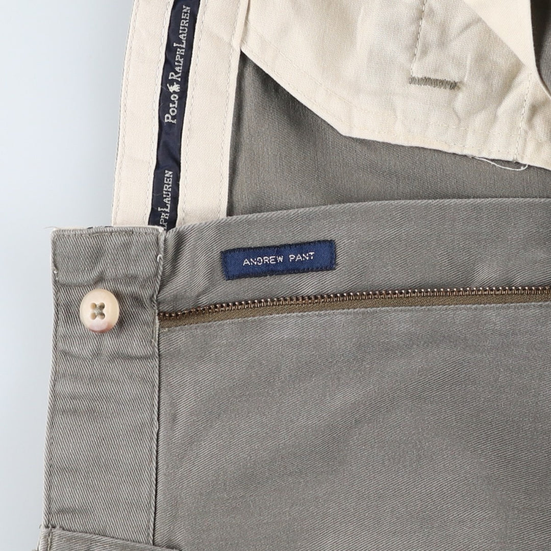 Ralph Lauren POLO RALPH LAUREN ANDREW PANT Two-pleat chino pants Men's size W32 cotton Khaki type brown Vintage Second Hand