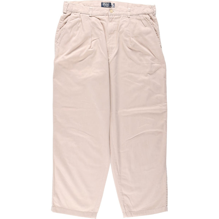Ralph Lauren POLO by Ralph Lauren Two-pleat Chino Pants for Men, W34 equivalent cotton Beige type Vintage Second Hand
