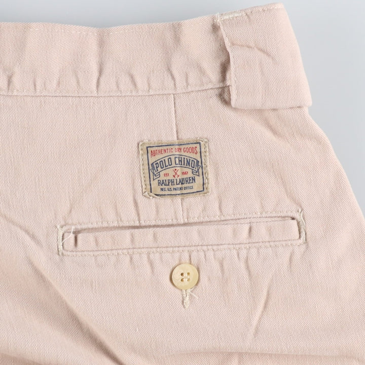 Ralph Lauren POLO by Ralph Lauren Two-pleat Chino Pants for Men, W34 equivalent cotton Beige type Vintage Second Hand