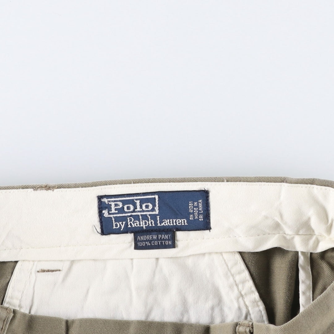 Ralph Lauren POLO by Ralph Lauren ANDREW PANT Two-pleat chino pants for men, equivalent to W33 cotton beige type brown Vintage Second Hand