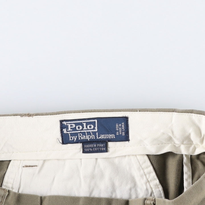 Ralph Lauren POLO by Ralph Lauren ANDREW PANT Two-pleat chino pants for men, equivalent to W33 cotton beige type brown Vintage Second Hand