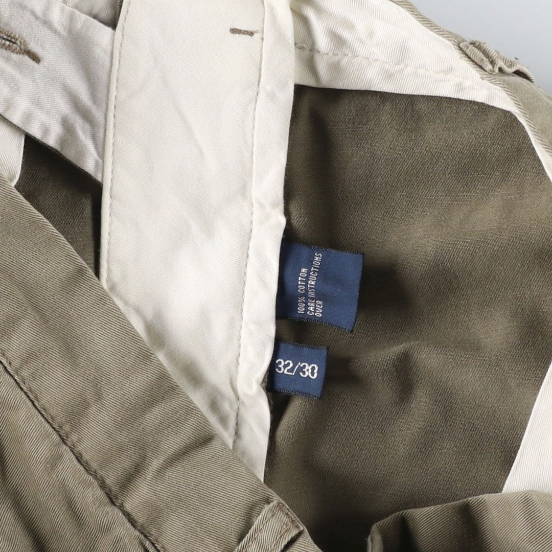 Ralph Lauren POLO by Ralph Lauren ANDREW PANT Two-pleat chino pants for men, equivalent to W33 cotton beige type brown Vintage Second Hand