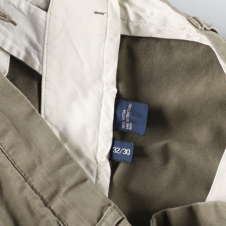 Ralph Lauren POLO by Ralph Lauren ANDREW PANT Two-pleat chino pants for men, equivalent to W33 cotton beige type brown Vintage Second Hand