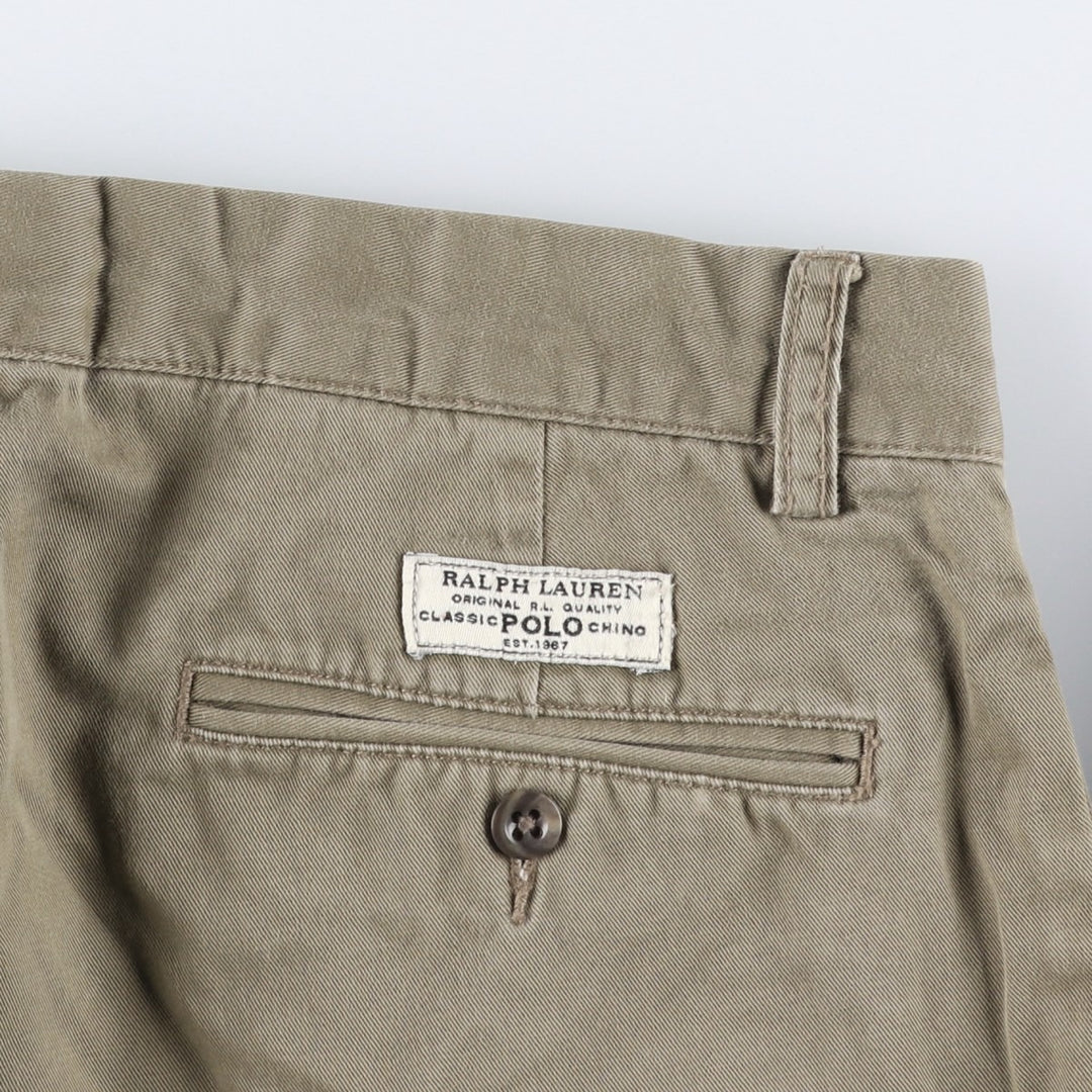 Ralph Lauren POLO by Ralph Lauren ANDREW PANT Two-pleat chino pants for men, equivalent to W33 cotton beige type brown Vintage Second Hand