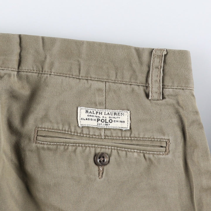 Ralph Lauren POLO by Ralph Lauren ANDREW PANT Two-pleat chino pants for men, equivalent to W33 cotton beige type brown Vintage Second Hand
