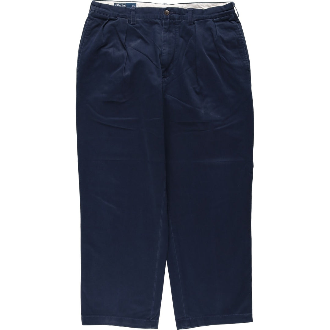 Ralph Lauren POLO by Ralph Lauren ANDREW PANT Two-pleat chino pants for men, equivalent to W33 cotton navy blue type Vintage Second Hand