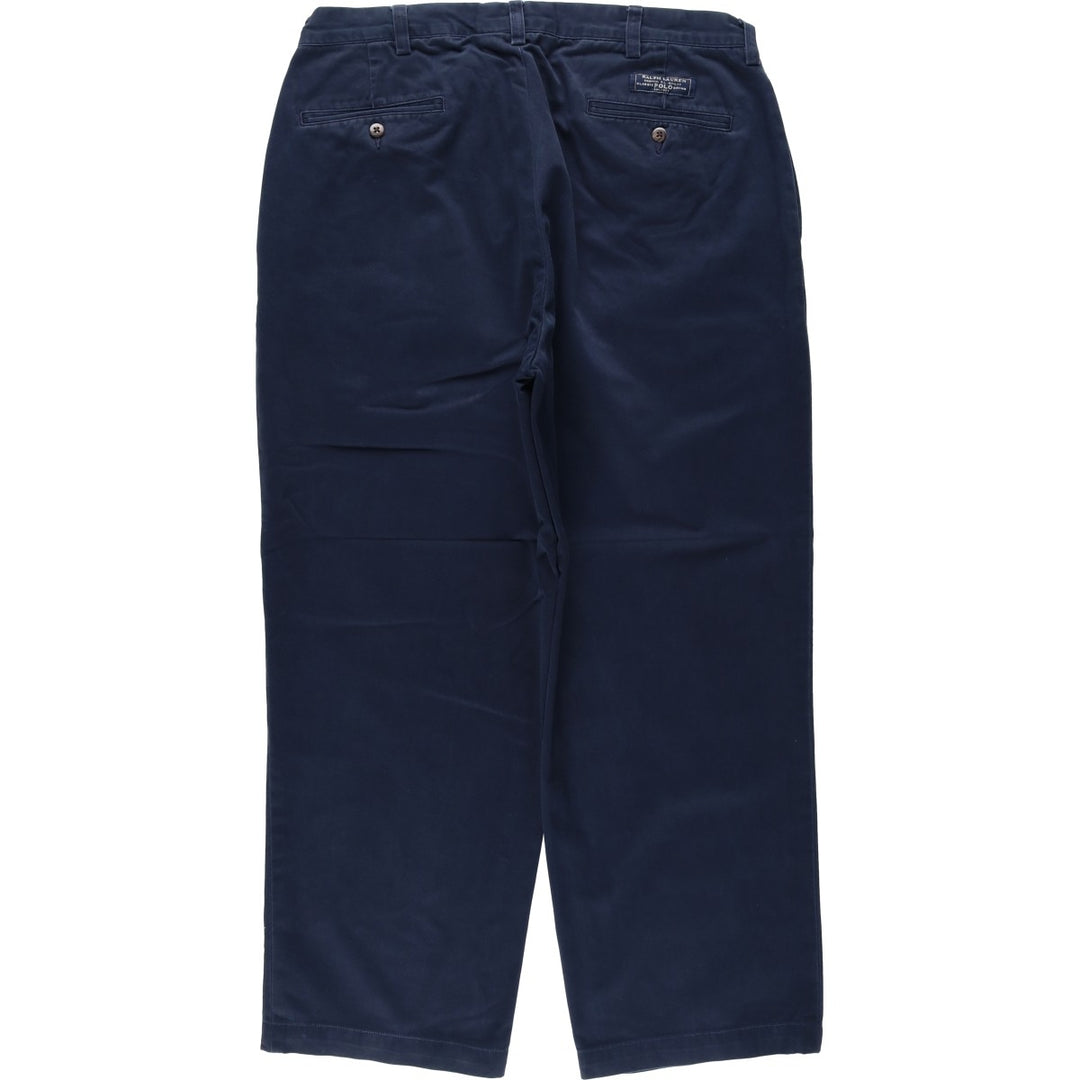 Ralph Lauren POLO by Ralph Lauren ANDREW PANT Two-pleat chino pants for men, equivalent to W33 cotton navy blue type Vintage Second Hand