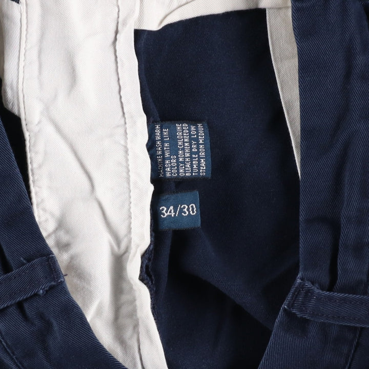 Ralph Lauren POLO by Ralph Lauren ANDREW PANT Two-pleat chino pants for men, equivalent to W33 cotton navy blue type Vintage Second Hand