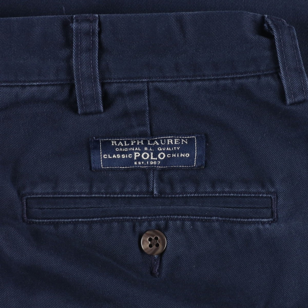 Ralph Lauren POLO by Ralph Lauren ANDREW PANT Two-pleat chino pants for men, equivalent to W33 cotton navy blue type Vintage Second Hand