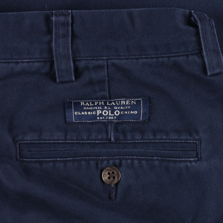 Ralph Lauren POLO by Ralph Lauren ANDREW PANT Two-pleat chino pants for men, equivalent to W33 cotton navy blue type Vintage Second Hand
