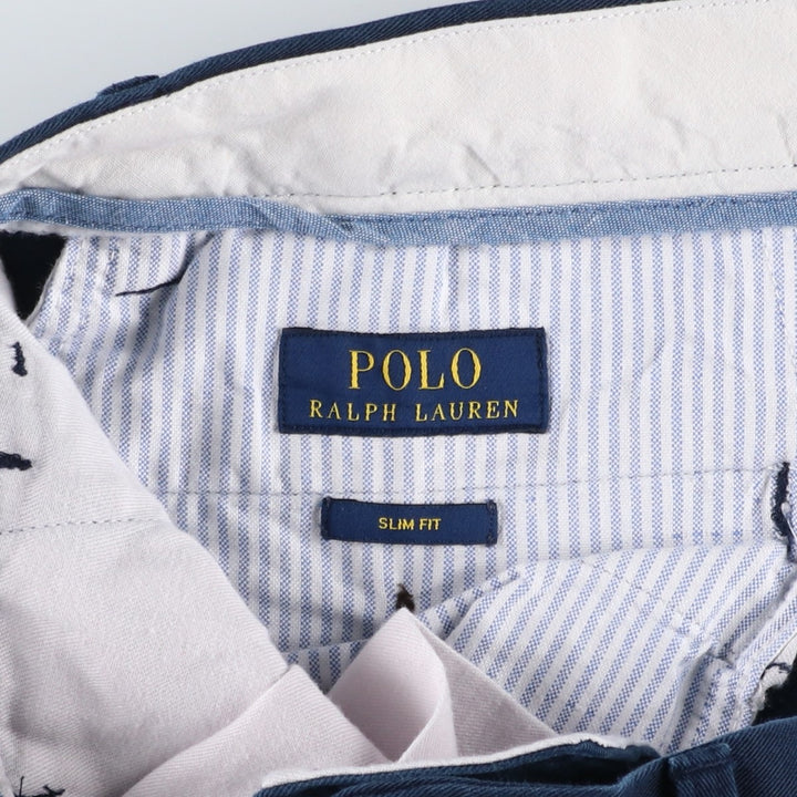 Ralph Lauren POLO RALPH LAUREN Slim Fit Chino Pants, Men's Size W34 (approx.) cotton navy blue type Vintage Second Hand