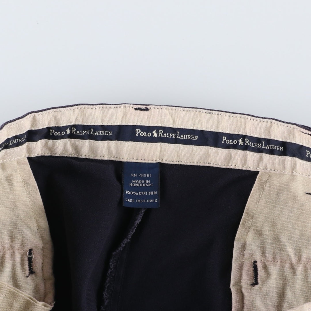 Ralph Lauren Polo Ralph Lauren Andrew Pant Two-pleat Chino Pants Men's Size W34 cotton navy blue type Vintage Second Hand