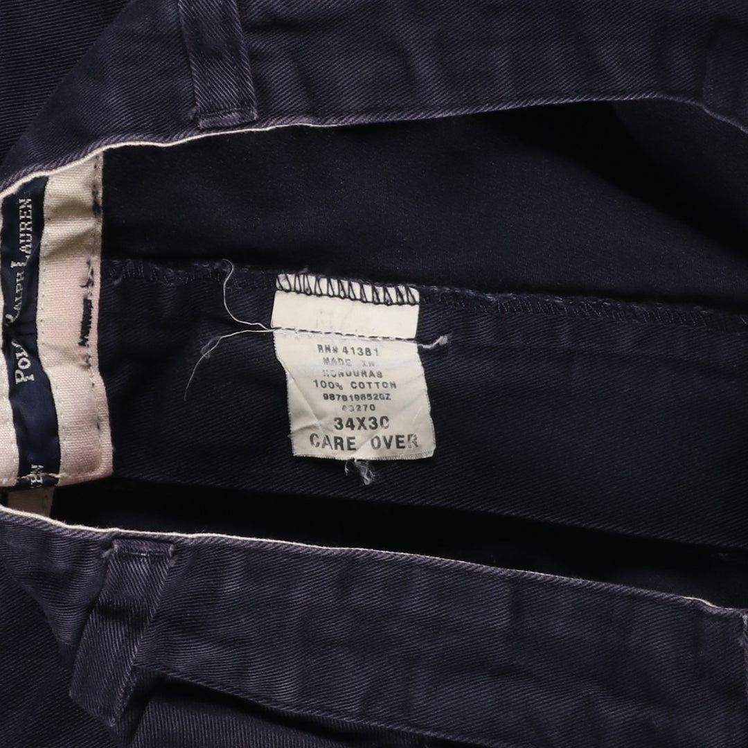 Ralph Lauren Polo Ralph Lauren Andrew Pant Two-pleat Chino Pants Men's Size W34 cotton navy blue type Vintage Second Hand