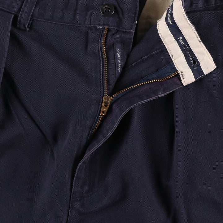 Ralph Lauren Polo Ralph Lauren Andrew Pant Two-pleat Chino Pants Men's Size W34 cotton navy blue type Vintage Second Hand