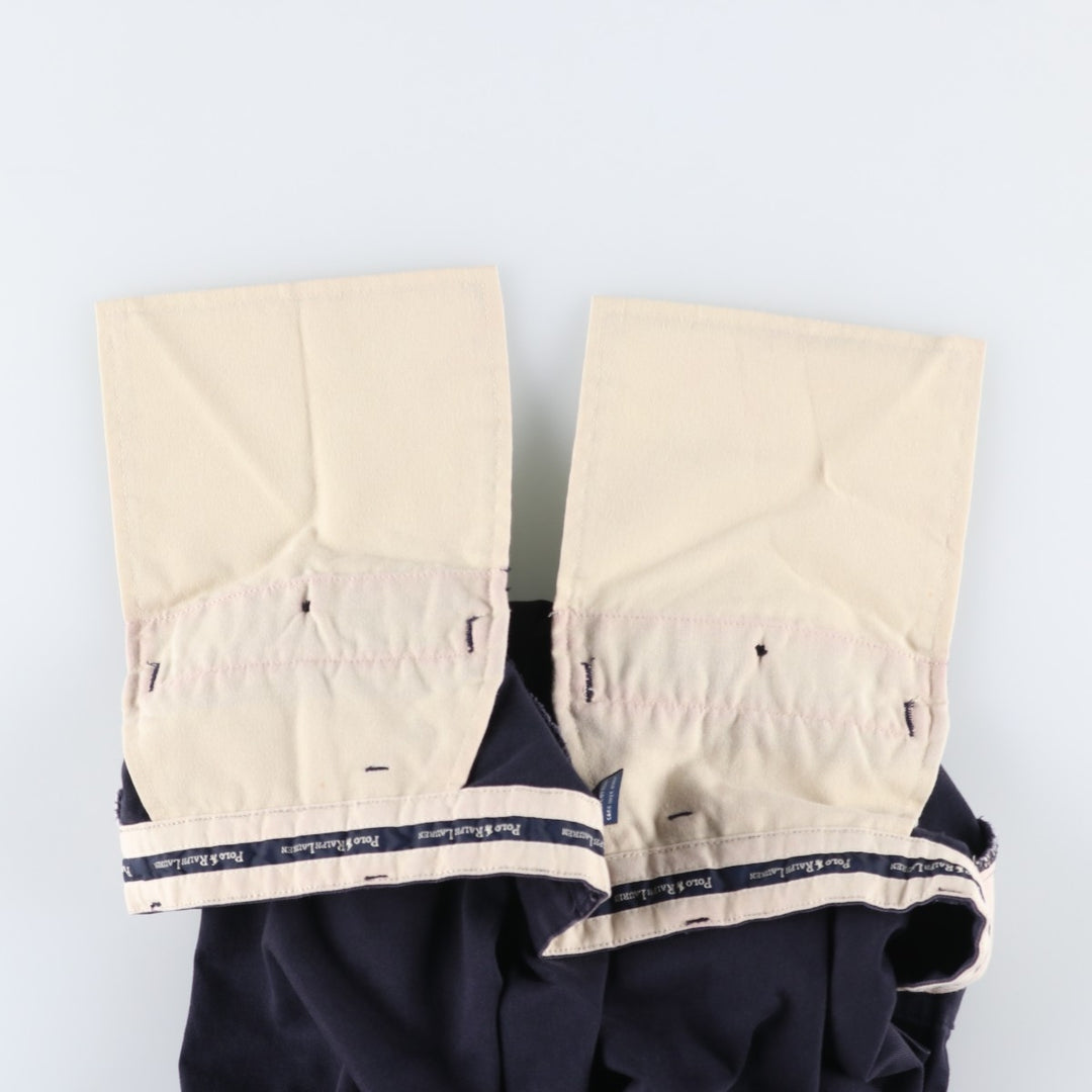 Ralph Lauren Polo Ralph Lauren Andrew Pant Two-pleat Chino Pants Men's Size W34 cotton navy blue type Vintage Second Hand