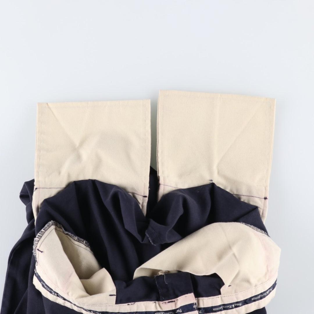 Ralph Lauren Polo Ralph Lauren Andrew Pant Two-pleat Chino Pants Men's Size W34 cotton navy blue type Vintage Second Hand