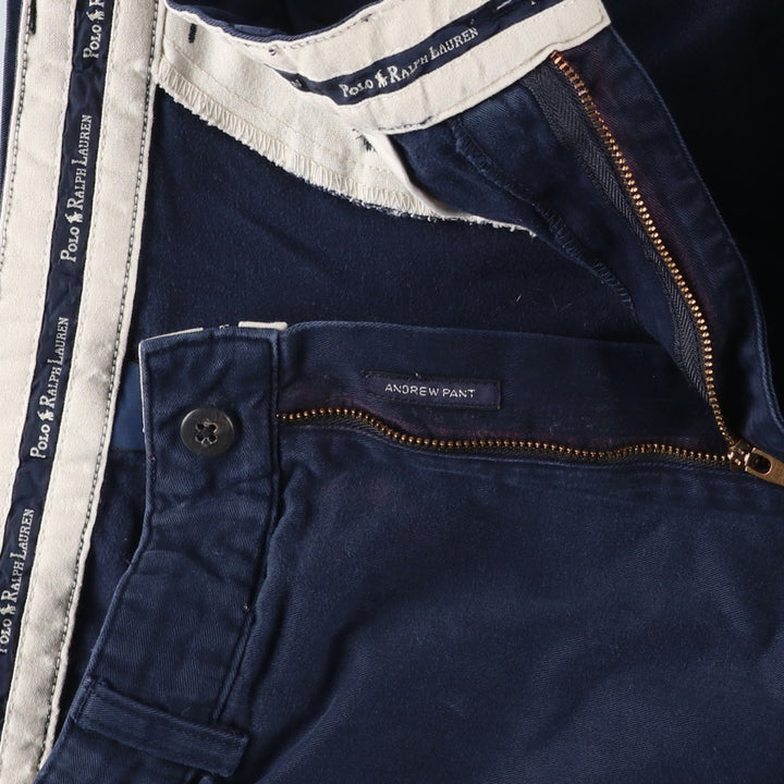 Ralph Lauren POLO RALPH LAUREN ANDREW PANT Two-pleat chino pants Men's size W34 cotton navy blue type Vintage Second Hand