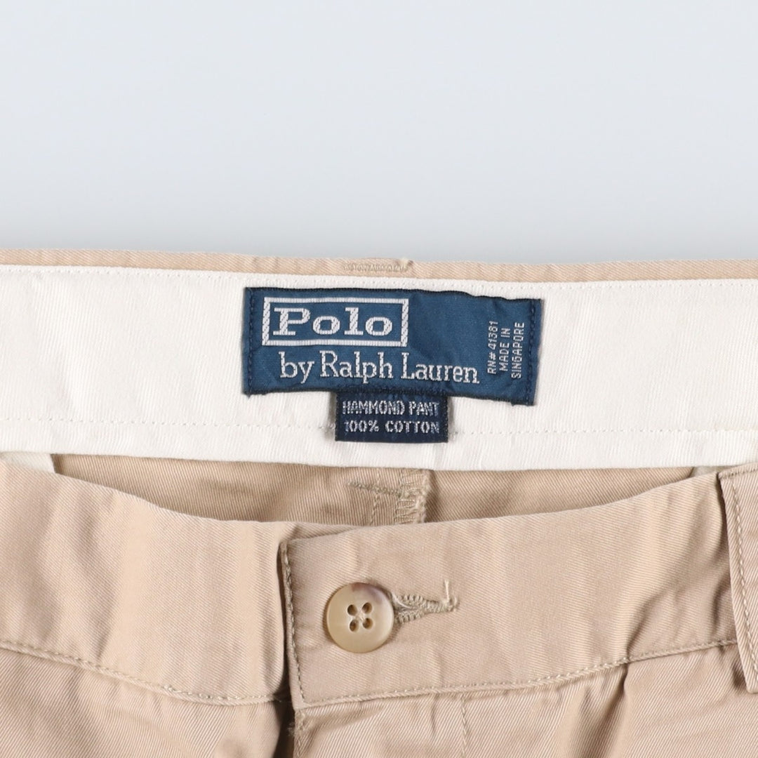 Ralph Lauren POLO by Ralph Lauren HAMMOND PANT, two-pleat chino pants, men's w35 equivalent cotton Beige type Vintage Second Hand
