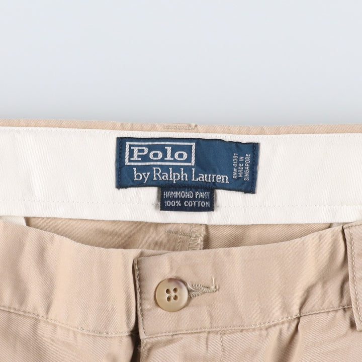 Ralph Lauren POLO by Ralph Lauren HAMMOND PANT, two-pleat chino pants, men's w35 equivalent cotton Beige type Vintage Second Hand