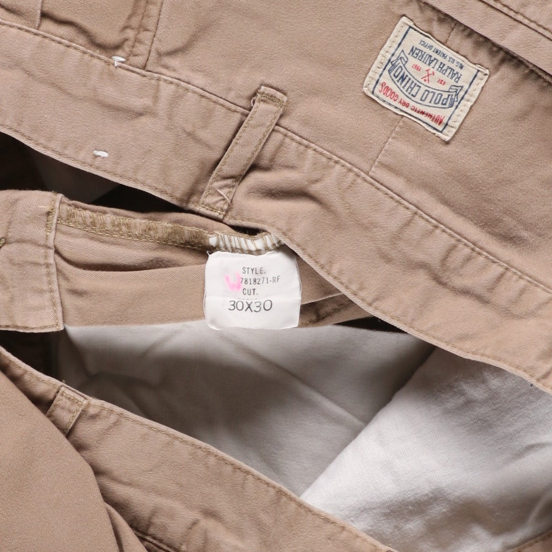Ralph Lauren POLO by Ralph Lauren Two-Pleat Chino Pants, Men's Size W28 (approx.) cotton Beige type Vintage Second Hand
