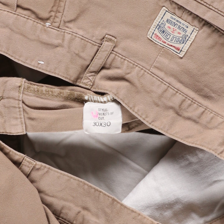 Ralph Lauren POLO by Ralph Lauren Two-Pleat Chino Pants, Men's Size W28 (approx.) cotton Beige type Vintage Second Hand