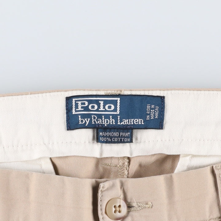 Ralph Lauren POLO by Ralph Lauren HAMMOND PANT, two-pleat chino pants, men's, W32 equivalent cotton Beige type Vintage Second Hand