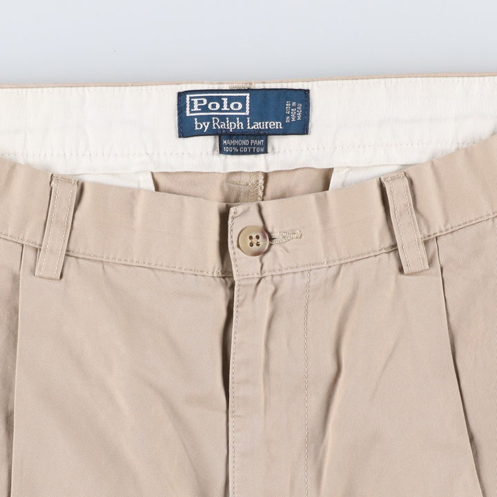 Ralph Lauren POLO by Ralph Lauren HAMMOND PANT, two-pleat chino pants, men's, W32 equivalent cotton Beige type Vintage Second Hand