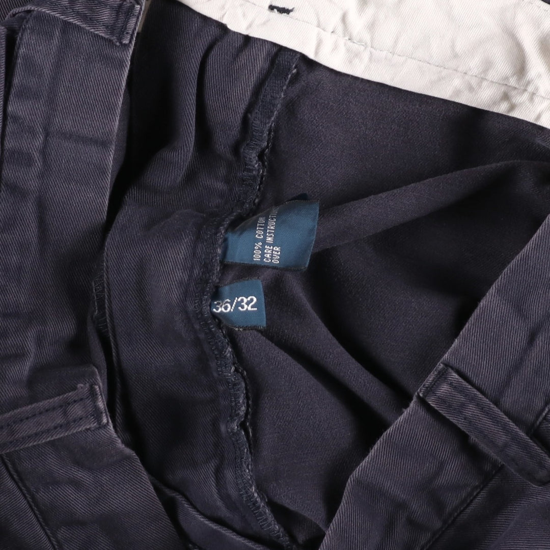 Ralph Lauren POLO by Ralph Lauren ANDREW PANT Two-pleat chino pants for men, equivalent to W34 cotton navy blue type Vintage Second Hand