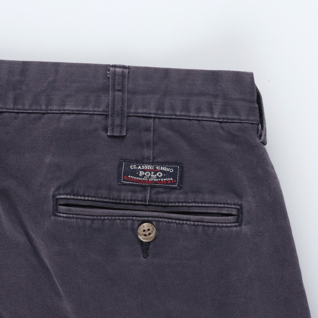 Ralph Lauren POLO by Ralph Lauren ANDREW PANT Two-pleat chino pants for men, equivalent to W34 cotton navy blue type Vintage Second Hand