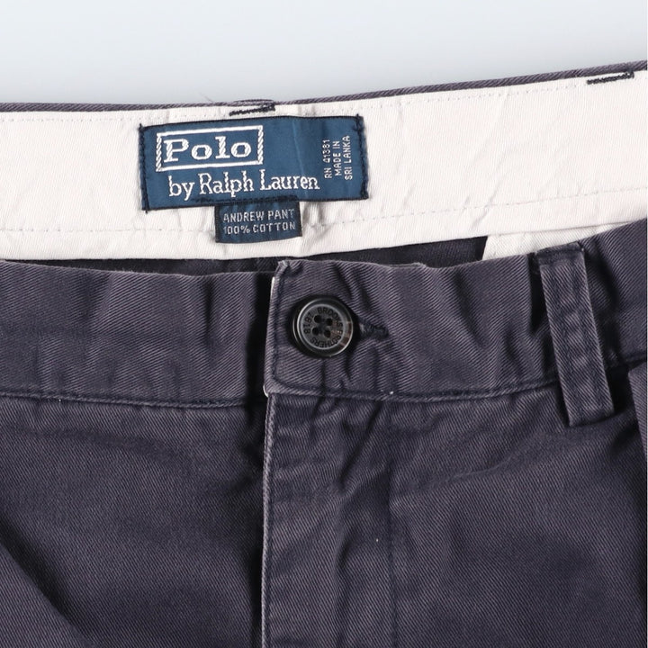 Ralph Lauren POLO by Ralph Lauren ANDREW PANT Two-pleat chino pants for men, equivalent to W34 cotton navy blue type Vintage Second Hand