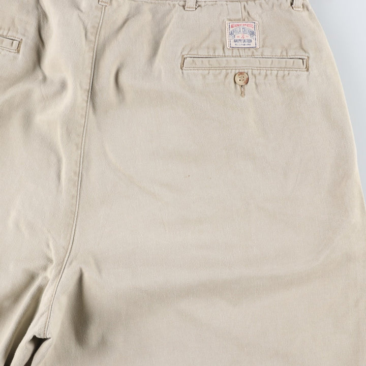 Ralph Lauren POLO by Ralph Lauren Two-pleat Chino Pants for Men, W35 cotton Beige type Vintage Second Hand
