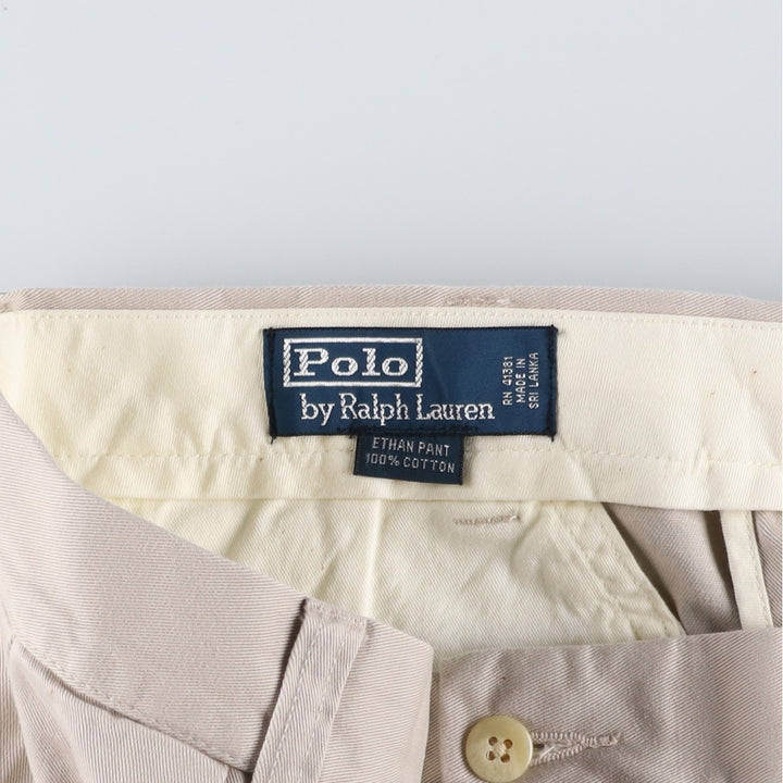 Ralph Lauren POLO by Ralph Lauren ETHAN PANT, two-pleat chino pants, men's size W35 cotton Beige type Vintage Second Hand