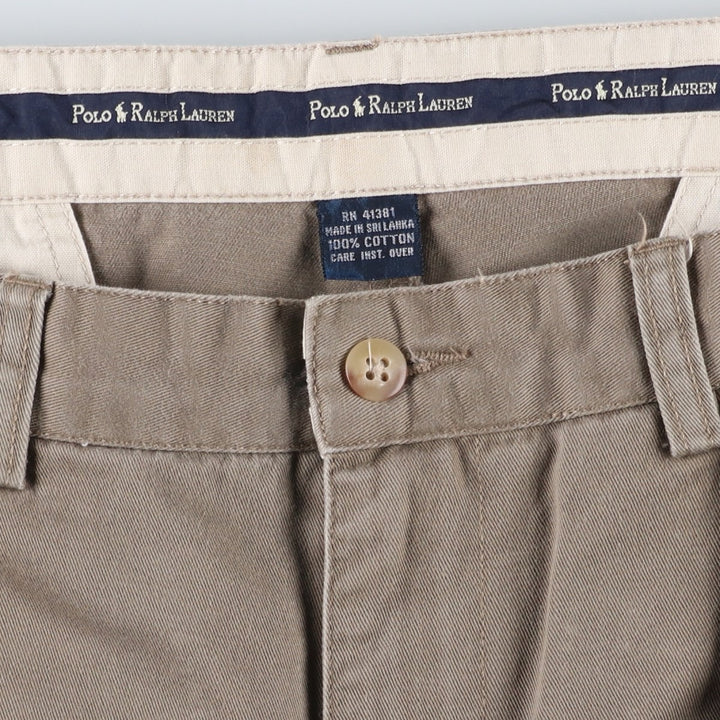 Ralph Lauren Polo Ralph Lauren Two-pleat Chino Pants for Men, W34 equivalent cotton Khaki type beige Vintage Second Hand