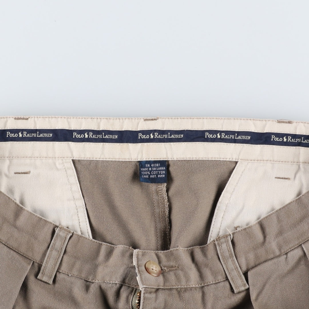 Ralph Lauren Polo Ralph Lauren Two-pleat Chino Pants for Men, W34 equivalent cotton Khaki type beige Vintage Second Hand