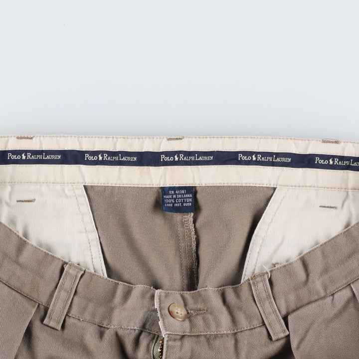 Ralph Lauren Polo Ralph Lauren Two-pleat Chino Pants for Men, W34 equivalent cotton Khaki type beige Vintage Second Hand