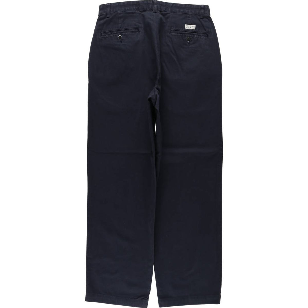 Ralph Lauren Polo Ralph Lauren Andrew Pant Two-pleat Chino Pants Men's Size W32 cotton navy blue type Vintage Second Hand