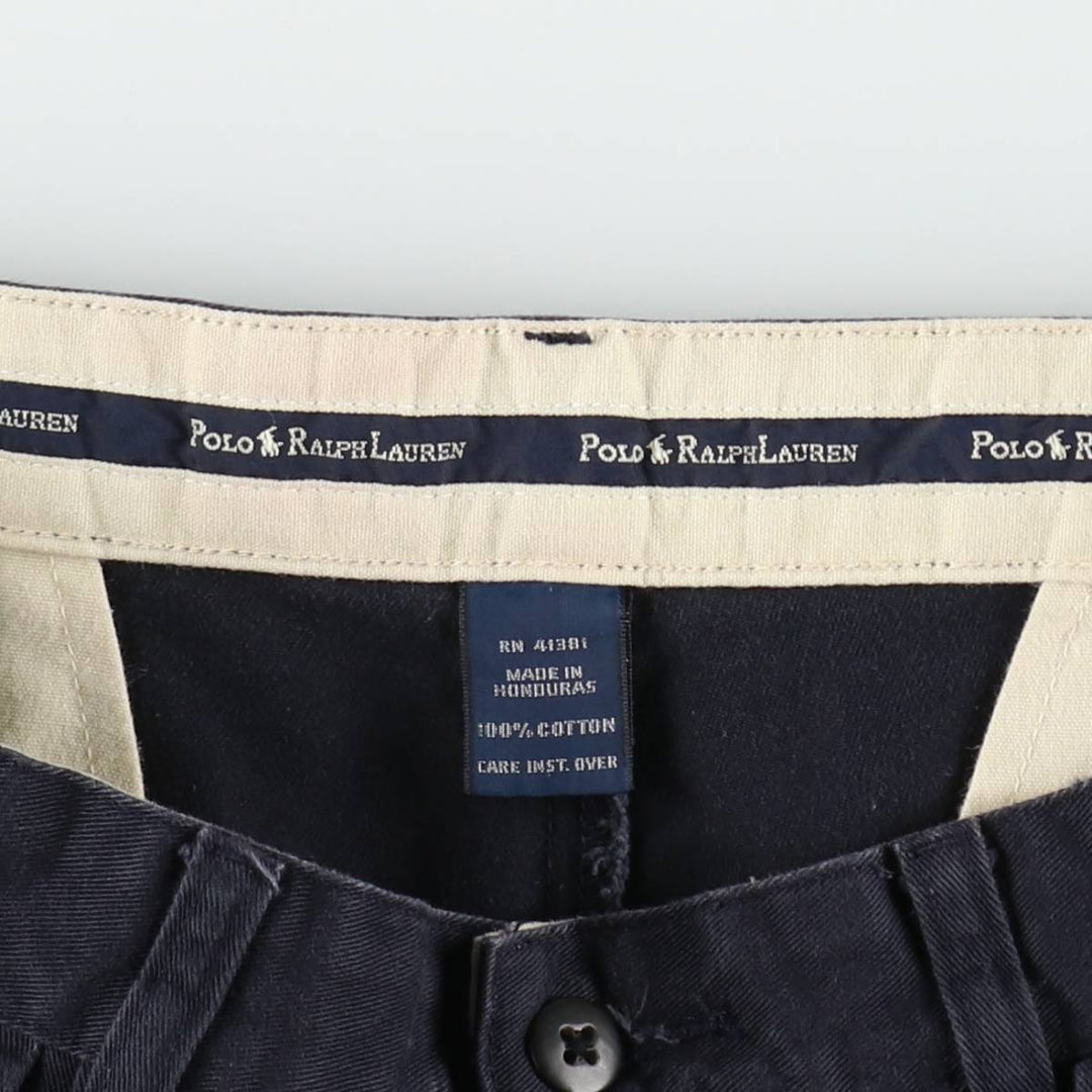 Ralph Lauren Polo Ralph Lauren Andrew Pant Two-pleat Chino Pants Men's Size W32 cotton navy blue type Vintage Second Hand