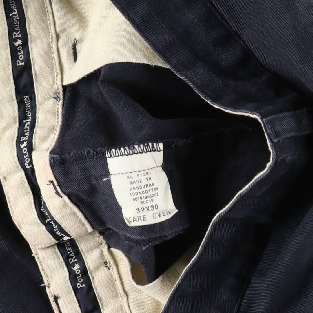 Ralph Lauren Polo Ralph Lauren Andrew Pant Two-pleat Chino Pants Men's Size W32 cotton navy blue type Vintage Second Hand