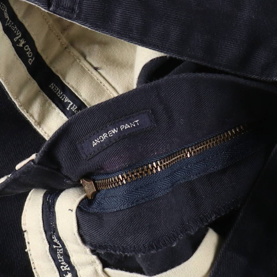 Ralph Lauren Polo Ralph Lauren Andrew Pant Two-pleat Chino Pants Men's Size W32 cotton navy blue type Vintage Second Hand