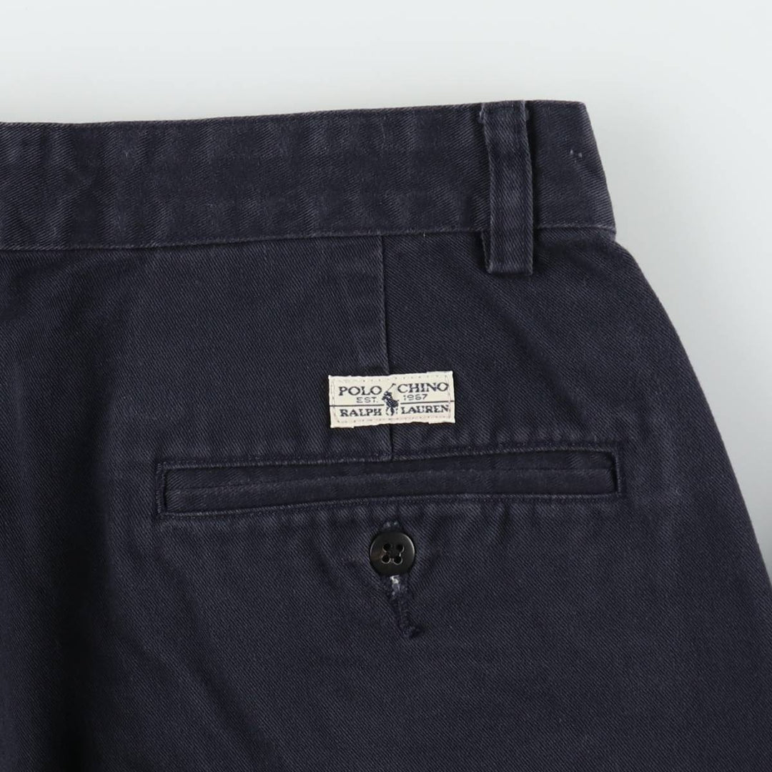 Ralph Lauren Polo Ralph Lauren Andrew Pant Two-pleat Chino Pants Men's Size W32 cotton navy blue type Vintage Second Hand