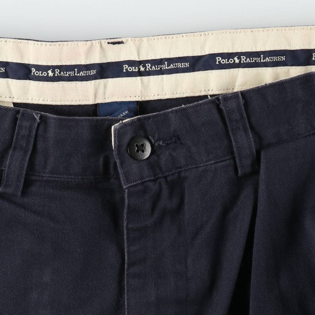 Ralph Lauren Polo Ralph Lauren Andrew Pant Two-pleat Chino Pants Men's Size W32 cotton navy blue type Vintage Second Hand