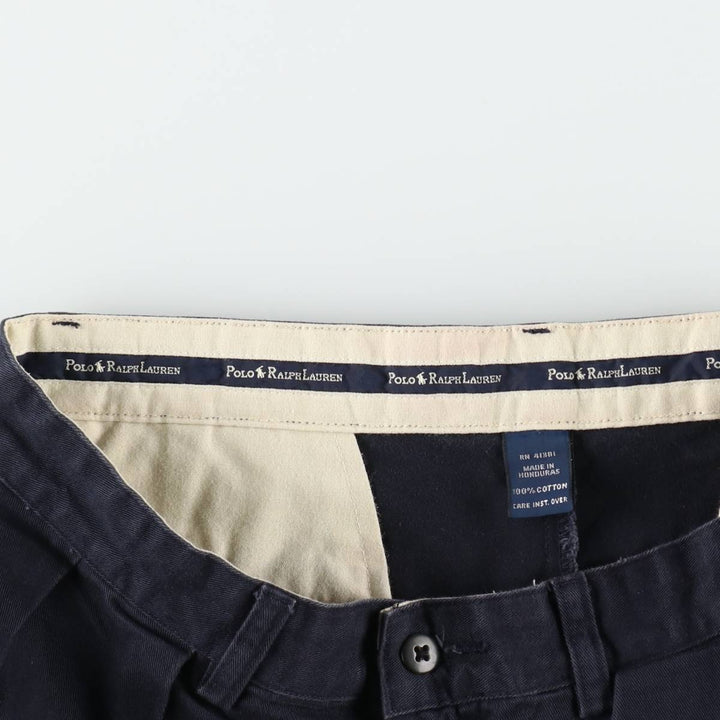 Ralph Lauren Polo Ralph Lauren Andrew Pant Two-pleat Chino Pants Men's Size W32 cotton navy blue type Vintage Second Hand