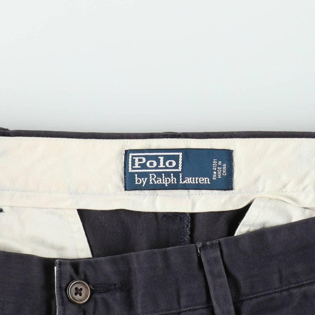 Ralph Lauren POLO by Ralph Lauren Two-pleat Chino Pants for Men, W35 cotton navy blue type Vintage Second Hand