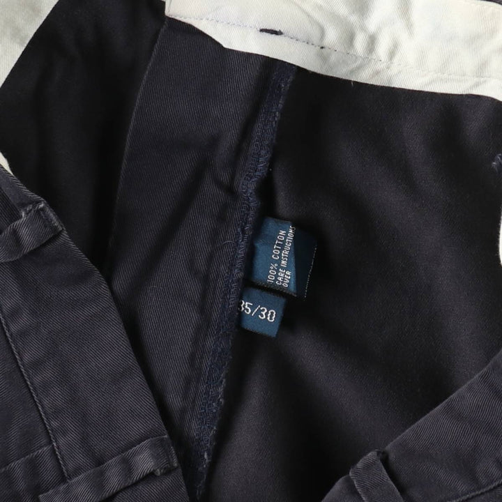 Ralph Lauren POLO by Ralph Lauren Two-pleat Chino Pants for Men, W35 cotton navy blue type Vintage Second Hand
