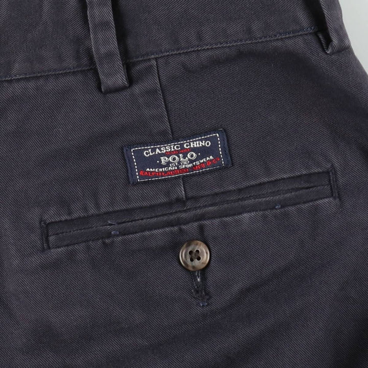 Ralph Lauren POLO by Ralph Lauren Two-pleat Chino Pants for Men, W35 cotton navy blue type Vintage Second Hand