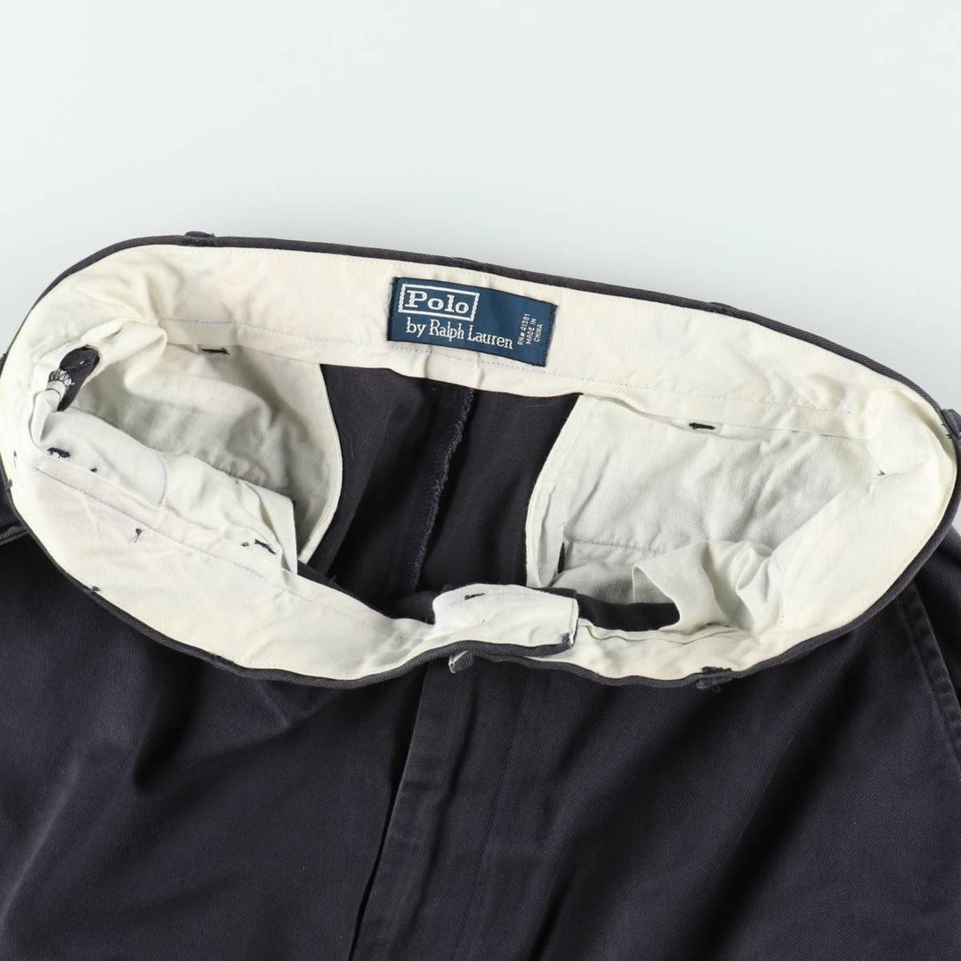 Ralph Lauren POLO by Ralph Lauren Two-pleat Chino Pants for Men, W35 cotton navy blue type Vintage Second Hand