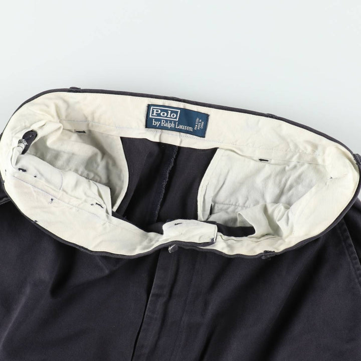Ralph Lauren POLO by Ralph Lauren Two-pleat Chino Pants for Men, W35 cotton navy blue type Vintage Second Hand