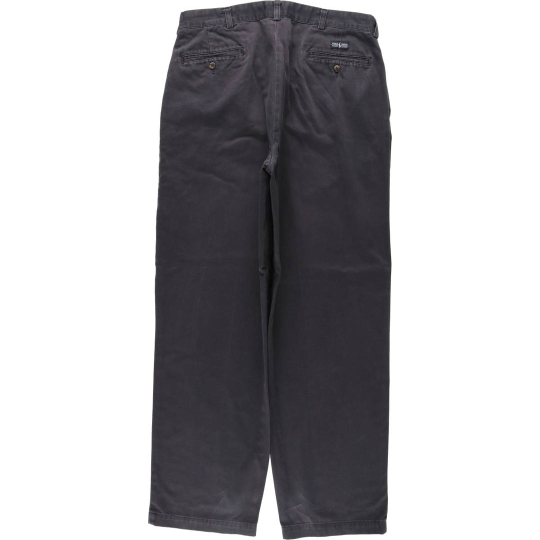 Ralph Lauren POLO by Ralph Lauren ANDREW PANT, two-pleat chino pants, men's, W35 equivalent cotton navy blue type Vintage Second Hand